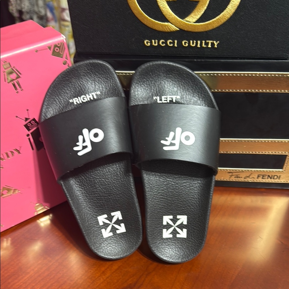 Black Off-White Kids Slides